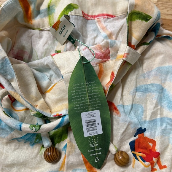 Farm Rio Shorts Copacabana Pattern High Waisted Linen M - Picture 4 of 6